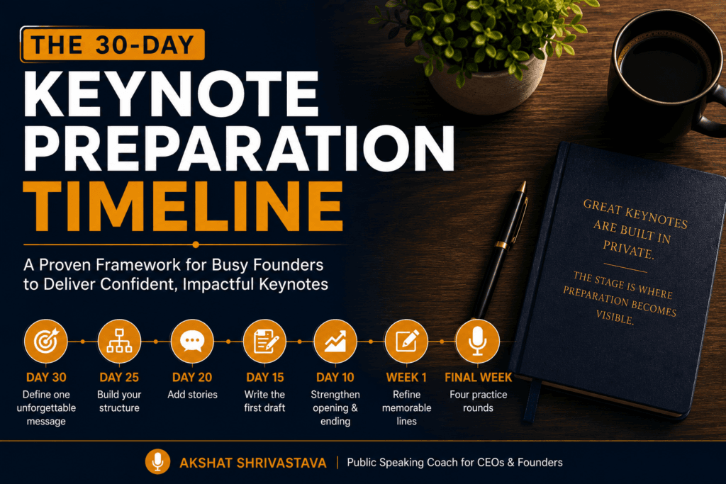The 30-Day Keynote Preparation Timeline for Busy Founders