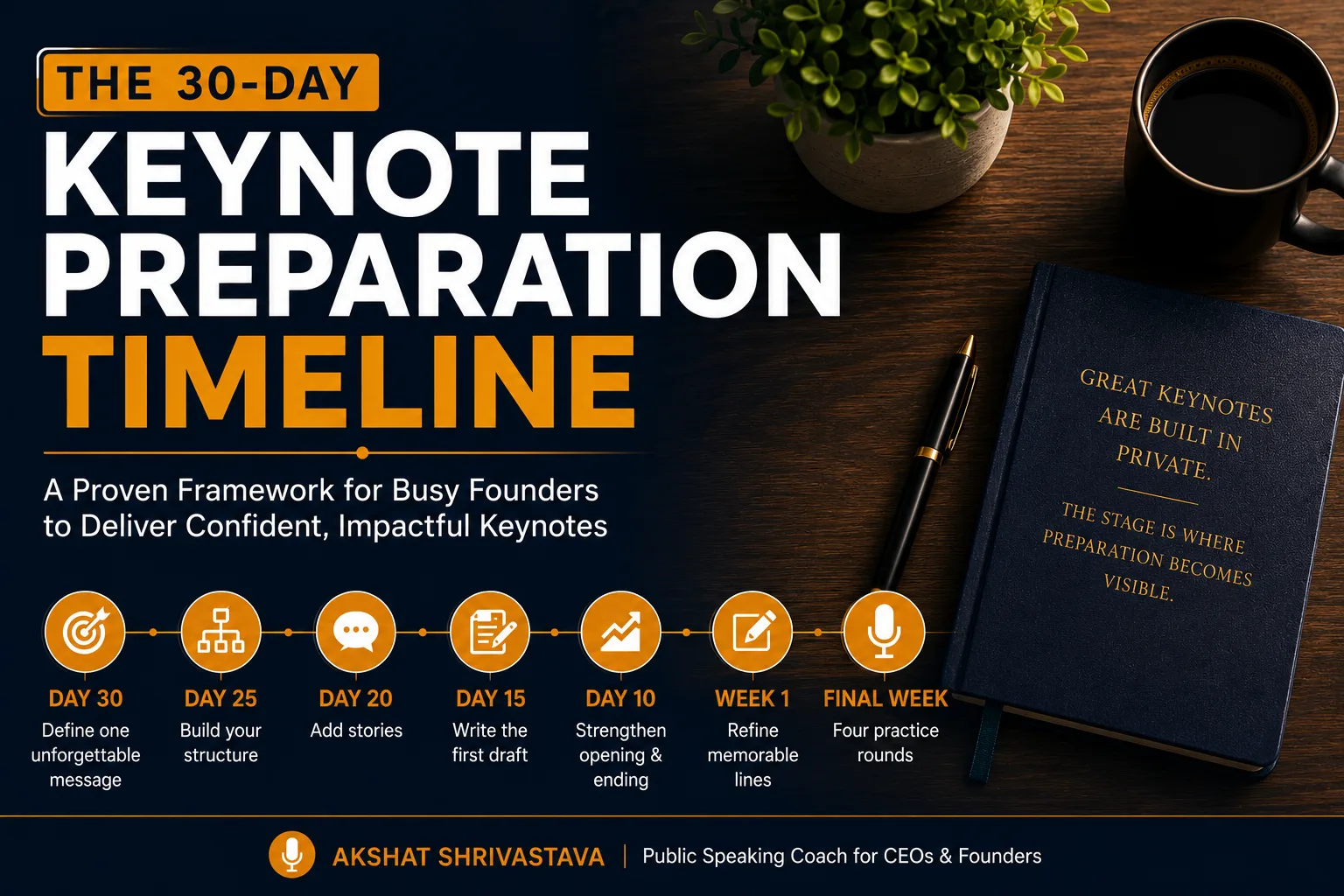 The 30-Day Keynote Preparation Timeline for Busy Founders
